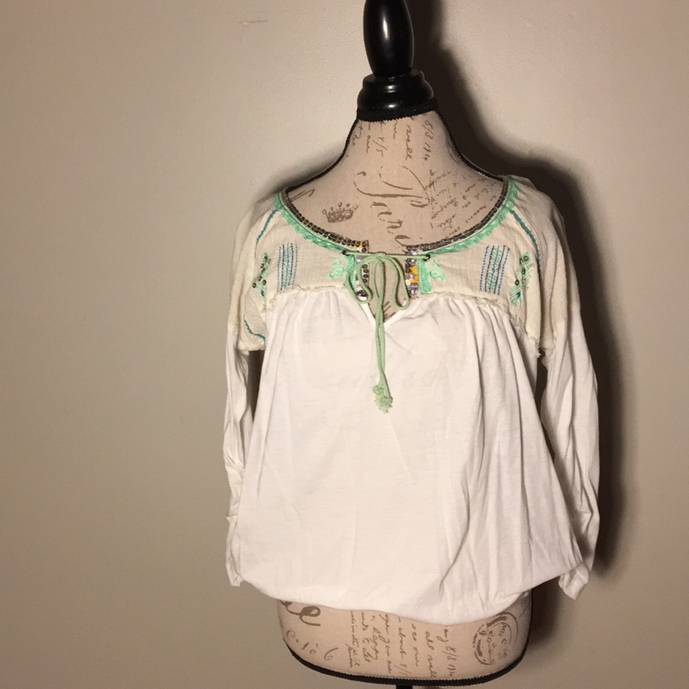 Free People almost new decorated peasant top, XS